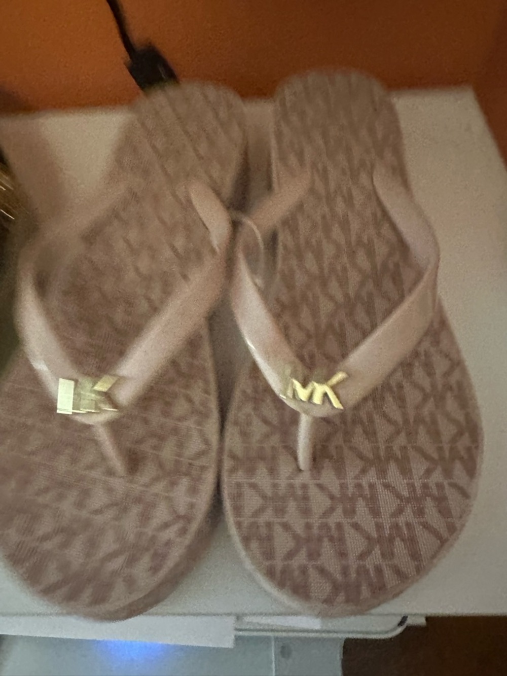 MICHAEL KORS Blush Wedge Flip Flops